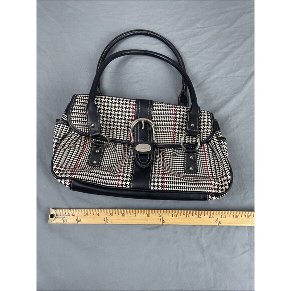 VTG Y2K Chaps houndstooth herringbone plaid bag purse twee preppy - Picture 13 of 13